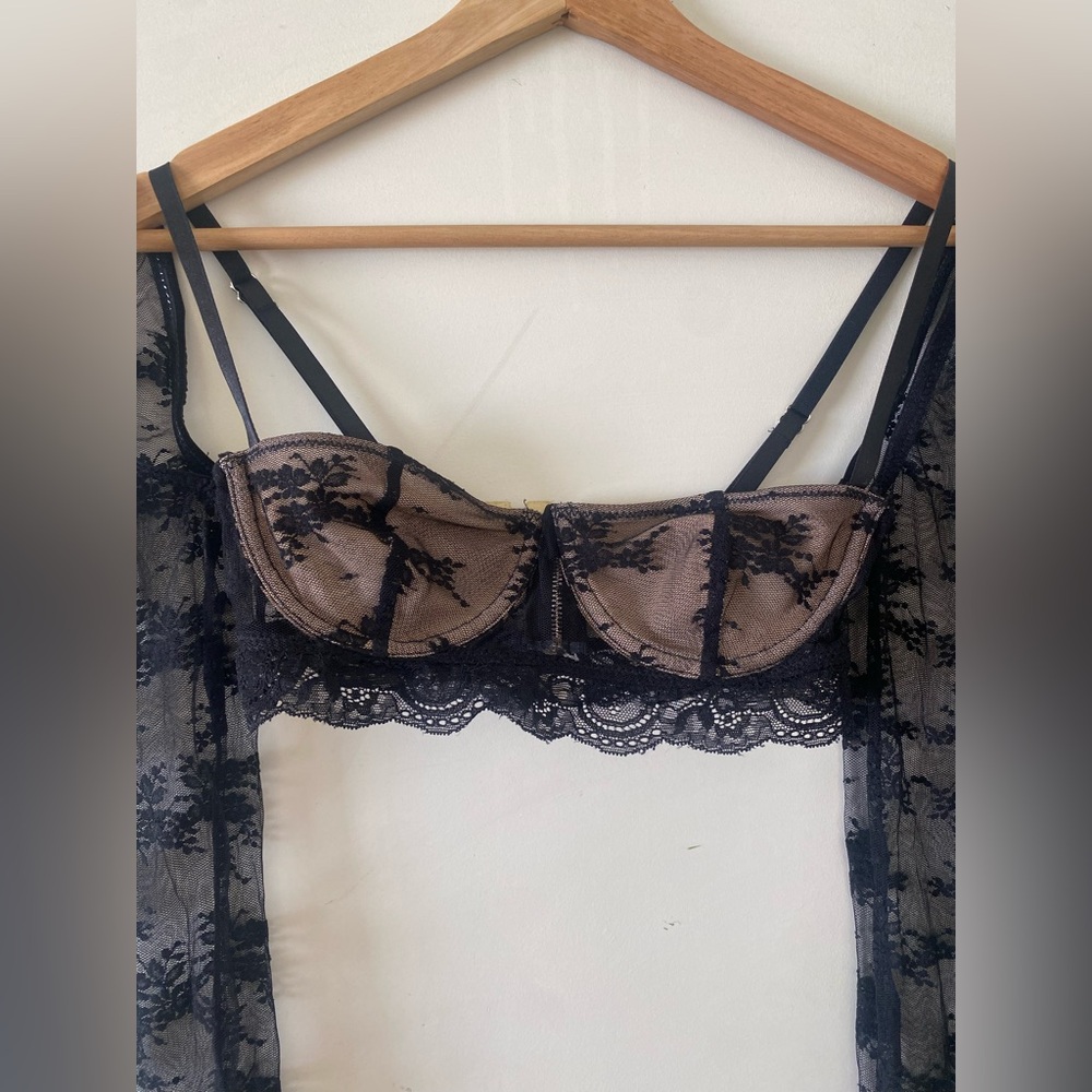 SHEIN Black and Tan Lace Bralette